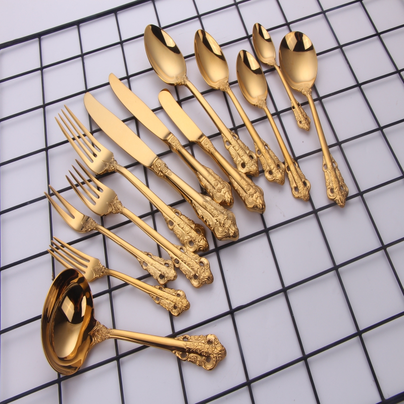 modern bestek bestek inox groothandel bruiloft 18\\/10 roestvrij staal gouden bestek set