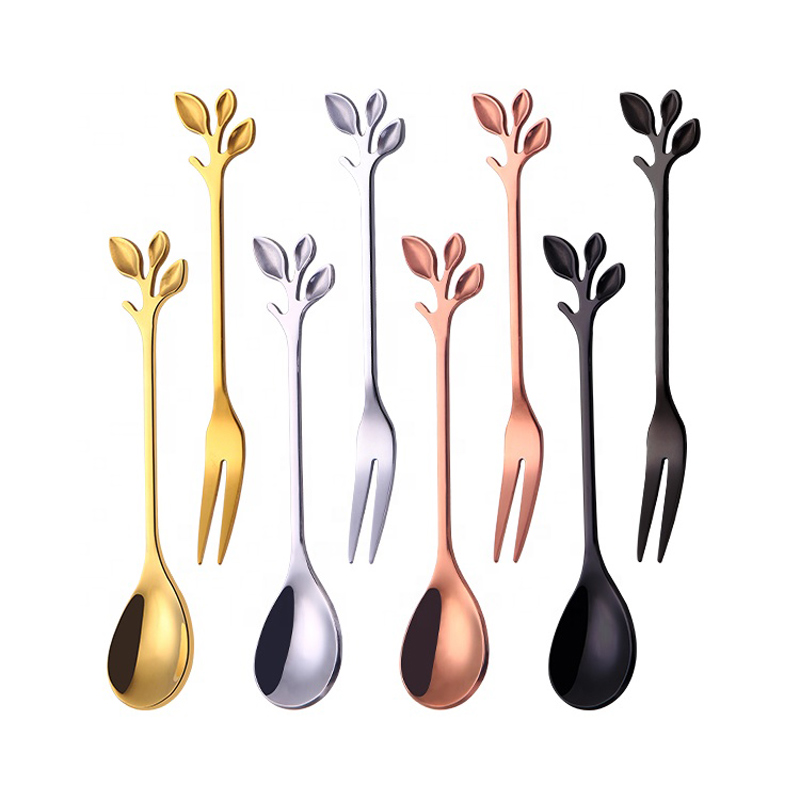 Branch Vorm Coffee Spoon Fruit Fork Mirror Small Spoon en Fork Stainkless Steel